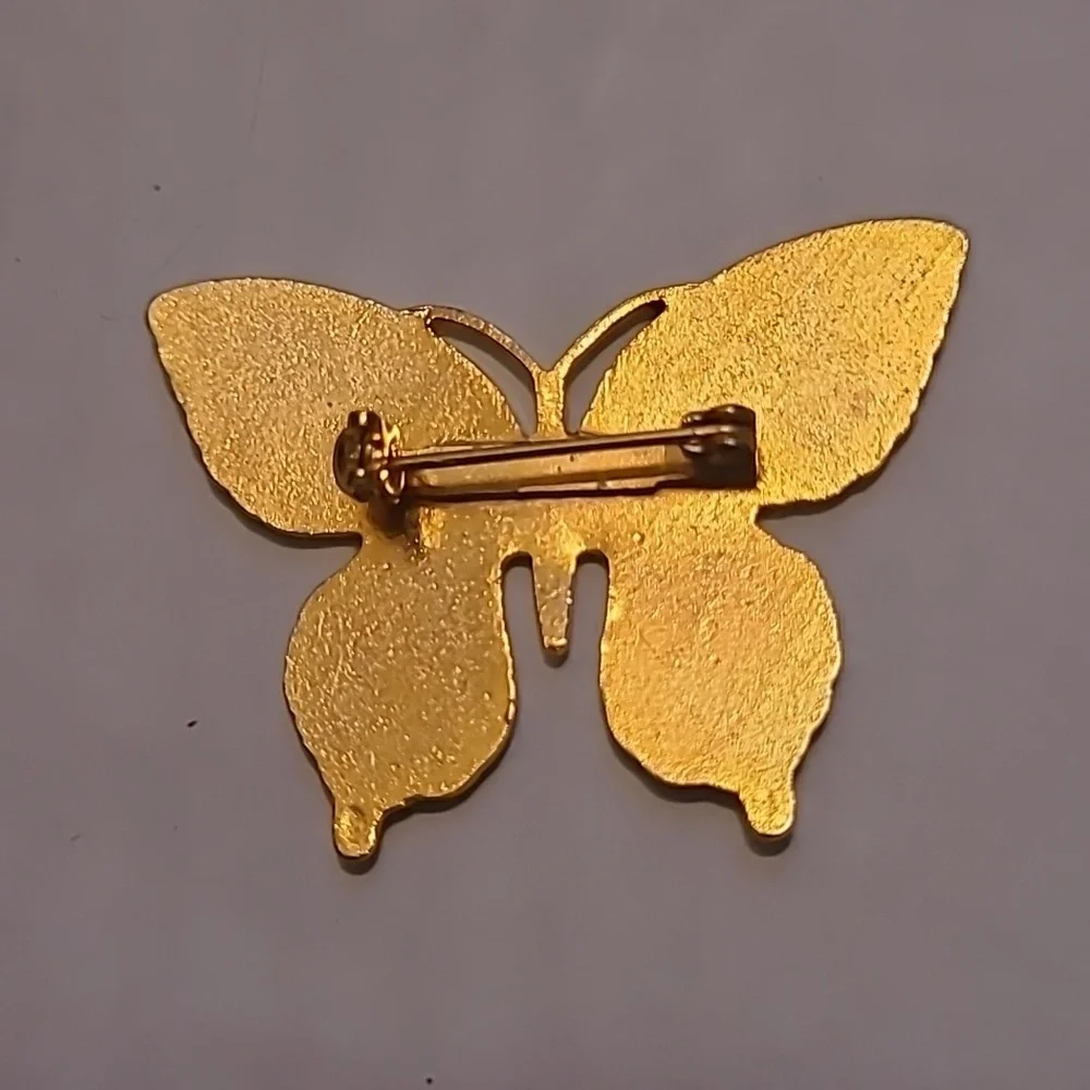 Brooch Vintage Cloissonne Butterfly gold plated rollover pin Y2k Fairy Whimsy